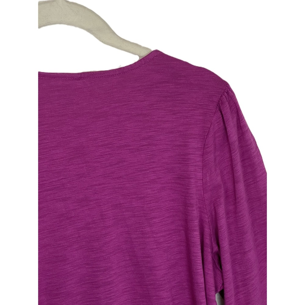 Belle by Kim Gravel XL Magenta Tie Neck Slub Knit Tunic Top Modal Cotton - Picture 7 of 14